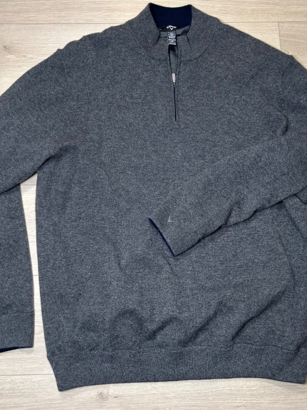 Callaway 100% Cashmere Premium 1/4 Zip Golf Sweater Men's 2XL Gray